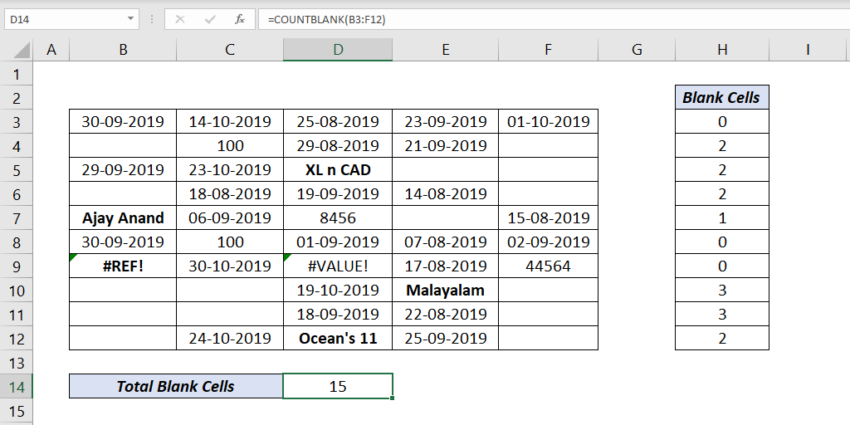 Countblank Function Xl N Cad