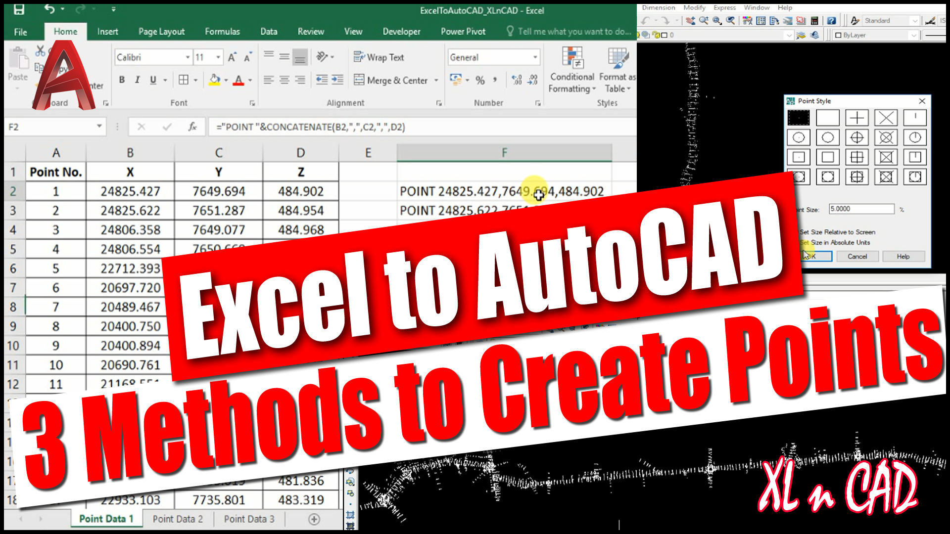 Import X, Y, Z Coordinates from Excel to AutoCAD