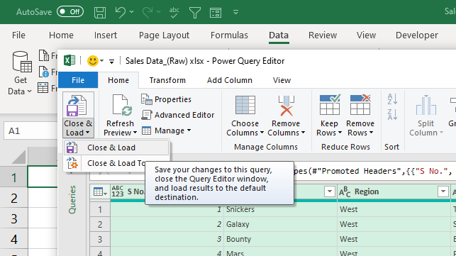 Combine WorkSheets using Power Query in Excel