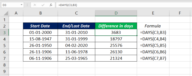 DAYS Function - XL n CAD