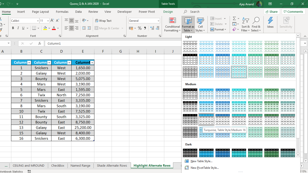 How To Have Alternating Color Rows In Excel