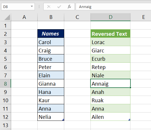 Reverse Text in Excel using Power Query
