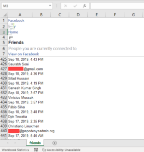 Import Facebook Friends list into Excel - XL n CAD