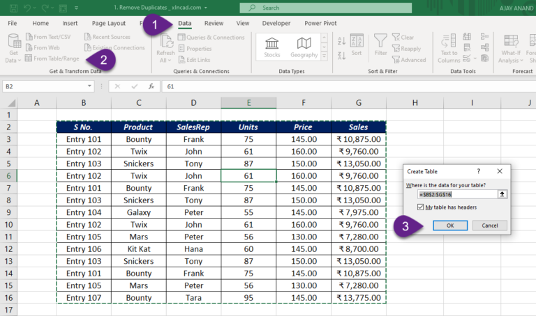 Remove Duplicates using Power Query in Excel - XL n CAD