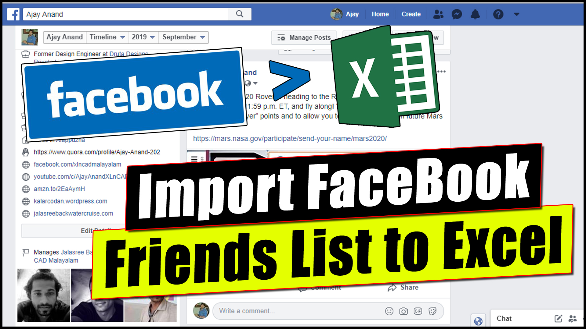 Import Facebook Friends list into Excel