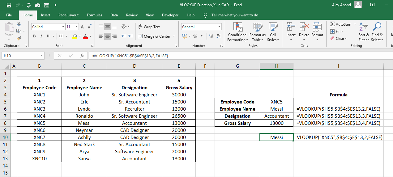 VLOOKUP Function - XL n CAD