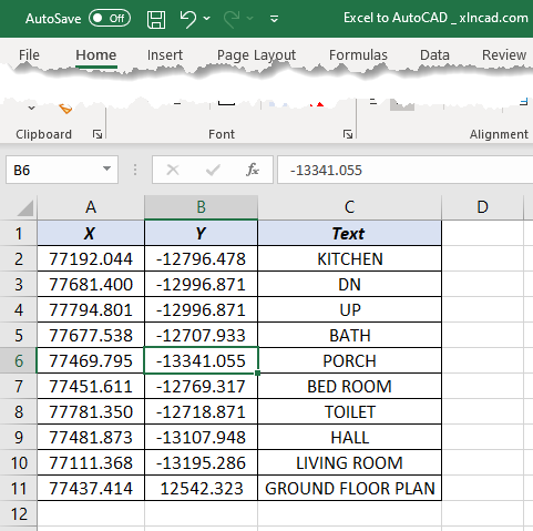 import excel spreadsheet into autocad