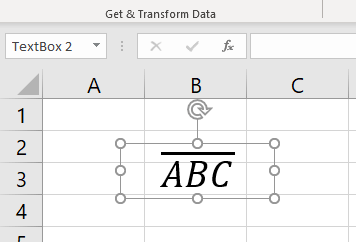 excel symbols overline vs maccroon