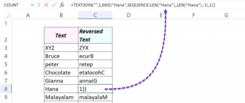 Different methods to Reverse Text in Excel - XL n CAD