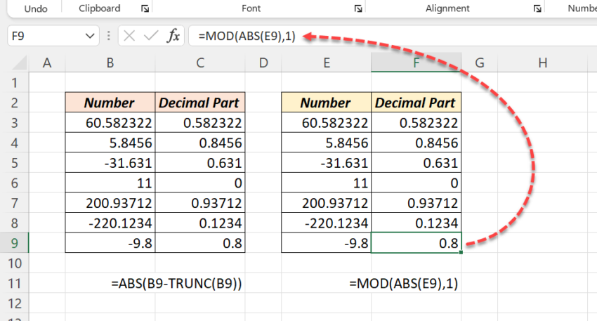 How to get the Decimal part of number in Excel - XL n CAD