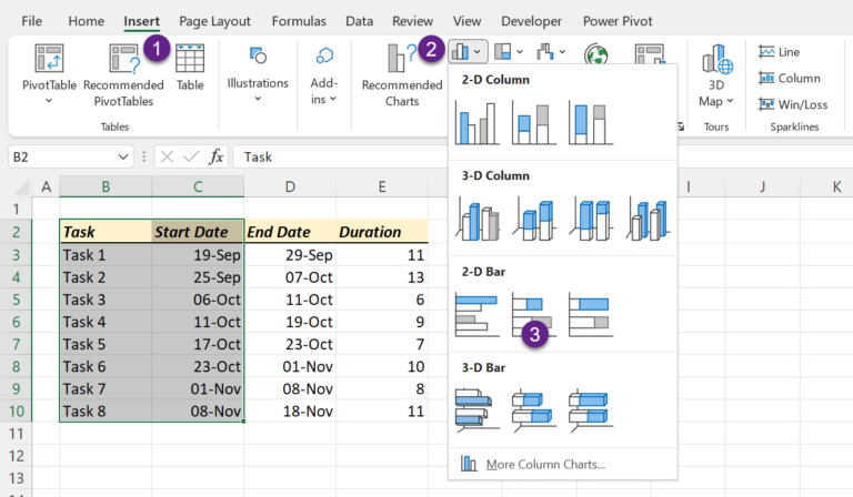 How to create a Gantt Chart in Excel - XL n CAD