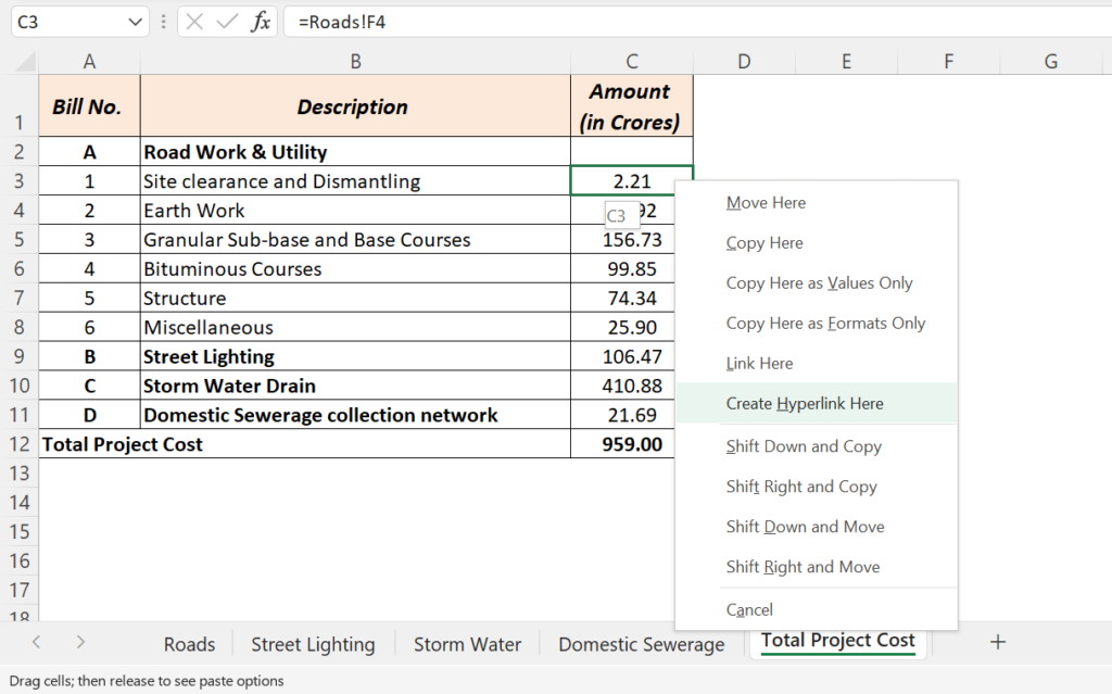 How to create a Hyperlink to another Worksheet in Excel XL n CAD