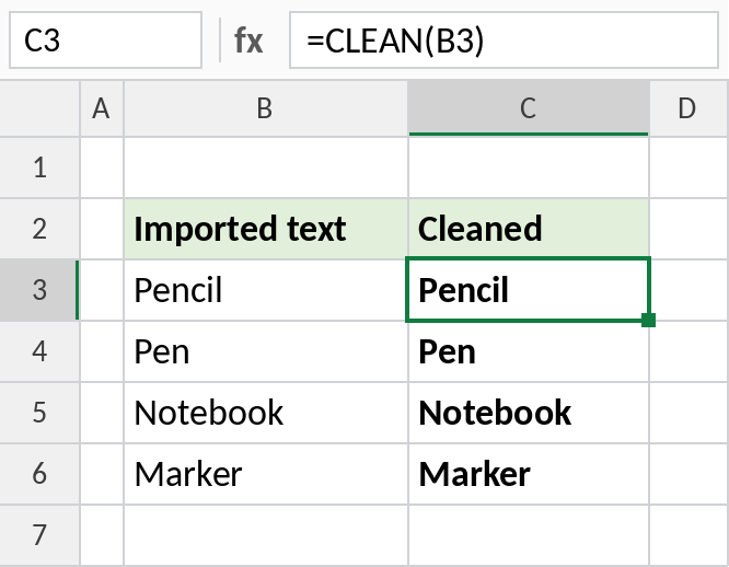 Excel CLEAN removing hidden tabs and line breaks from imported text