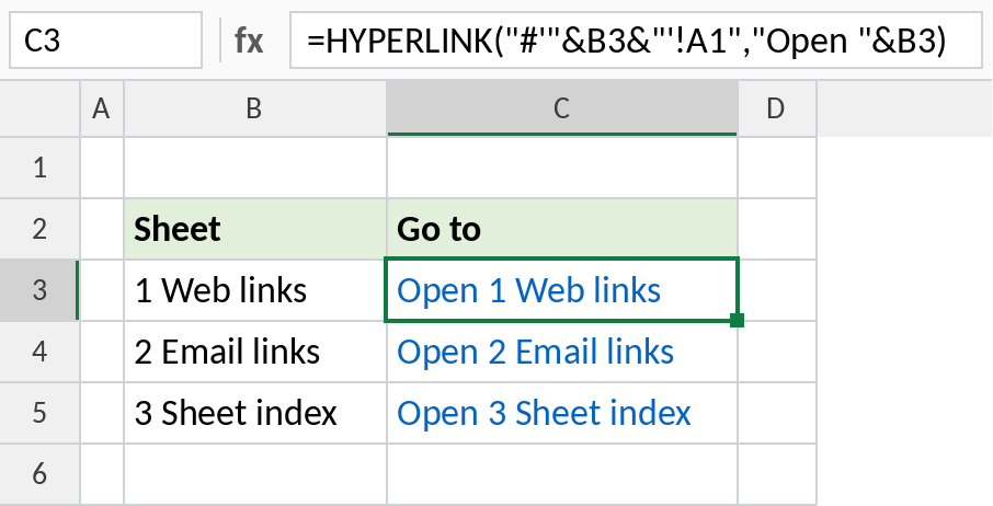 Excel HYPERLINK building a clickable index of sheets in the workbook