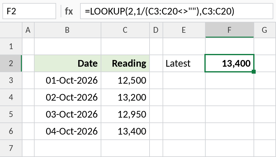Excel LOOKUP returning the last value in a column