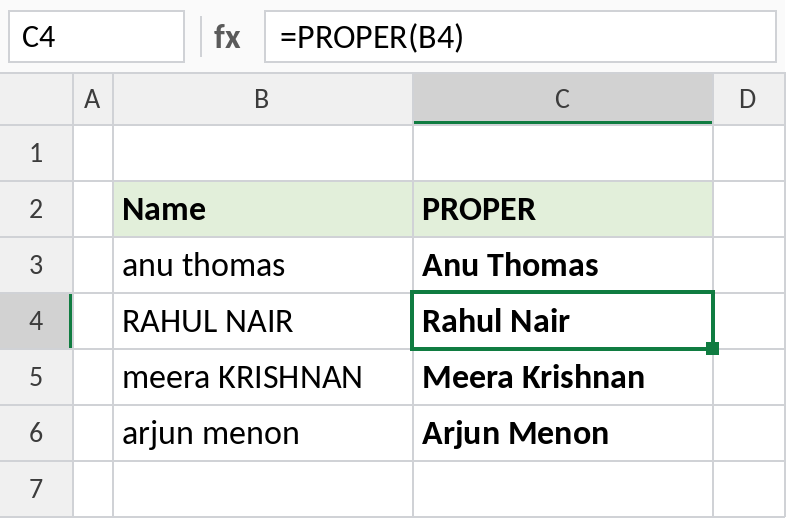Excel PROPER converting names to title case