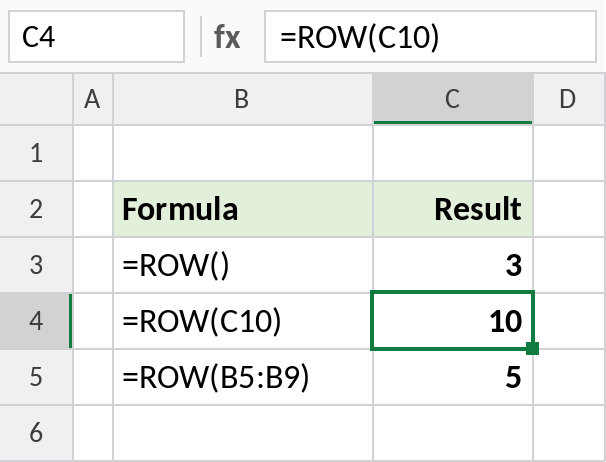 Excel ROW returning the row number of the formula cell and of a referenced cell