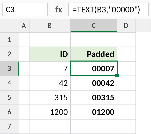 Excel TEXT adding leading zeros to IDs