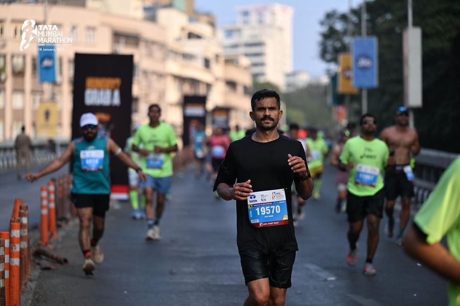 Ajay Anand running the Tata Mumbai Marathon
